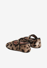 Dolce & Gabbana Kids Baby Girls Leopard Print Drill Ballet Flats Brown DK0169 AD996 HY13M