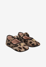 Dolce & Gabbana Kids Baby Girls Leopard Print Drill Ballet Flats Brown DK0169 AD996 HY13M