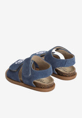 Dolce & Gabbana Kids Baby Boys DG Logo Suede Sandals Blue DL0094 AW871 8L516