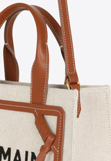 Balmain Small B-Army Canvas and Leather Tote Bag Natural DN1FE809TDCS_NATURAL