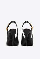 Balmain Eva 95 Calf Leather Slingback Pumps Black DN1UK047LVIT_BLACK