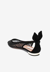Aquazzura Bow Tie Pointed-Toe Mesh Flats Black DNNFLAA0FMS/R_AQUA-000