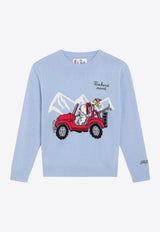 MC2 Saint Barth Kids Boys Intarsia Knit Snoopy Weekend Mood Sweater Light Blue DOU000400502I/R_MC2-31EMB