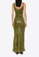 Galvan London Moonlight Valletta Sequined Gown Olive DR0091_OLIVE