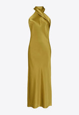 Galvan London Pandora Halterneck Maxi Dress Olive DR0270_OLIVE