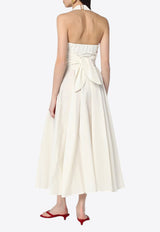 Patou Back Bow Halterneck Midi Dress White DR1850011CO/Q_PATOU-007W