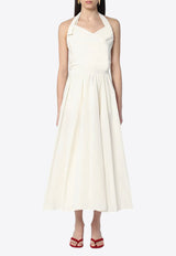 Patou Back Bow Halterneck Midi Dress White DR1850011CO/Q_PATOU-007W