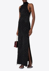 Galvan London Bugle Embroidered Cocktail Dress Black DR8655_BLACK
