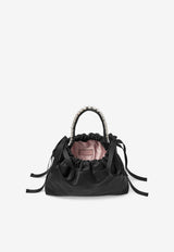 Jimmy Choo Mini Drawstring Satin Shoulder Bag Black DRAWSTRING MINI TH KS BLACK/BLACK/SILVER