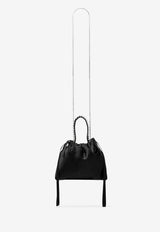 Jimmy Choo Mini Drawstring Satin Shoulder Bag Black DRAWSTRING MINI TH KS BLACK/BLACK/SILVER