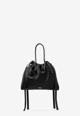 Jimmy Choo Mini Drawstring Satin Shoulder Bag Black DRAWSTRING MINI TH KS BLACK/BLACK/SILVER