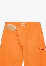 Twisted-Waist Straight-Leg Jeans