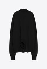 Rick Owens DRKSHDW Mock-Neck Sweatshirt with Open Back Black DU02E7263FSL/R_DARKS-09