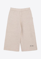 Douuod Kids Girls Logo Embroidered Wide-Leg Pants Beige DV6A61-BZ2484/P_DOUD-870