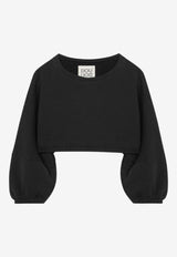 Douuod Kids Girls Cropped Sweatshirt Black DX4A00Z3402/R_DOUD-930