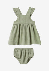 Teddy & Minou Baby Girls Ruffled Dress Green E25AB033C0070CO/Q_TEDDY-537