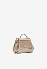 Dolce & Gabbana Kids Girls Sicily Rhinestone Embellished Top Handle Bag Gold EB0003 A3G25 8C902