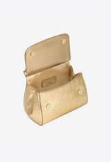 Dolce & Gabbana Kids Girls Sicily Bag in Croc-Print Leather EB0003 AU138 8H944 Gold