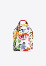 Dolce & Gabbana Kids Girls Floral Print Canvas Backpack EB0105 A6571 HA5KU Multicolor
