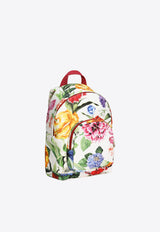 Dolce & Gabbana Kids Girls Floral Print Canvas Backpack EB0105 A6571 HA5KU Multicolor
