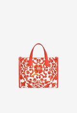 Dolce & Gabbana Kids Girls Majolica Print Canvas Tote Bag Multicolor EB0273 A7131 IR5DQ