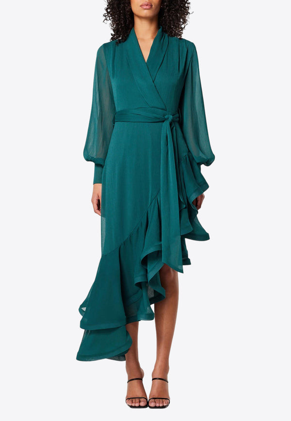 Elliatt Genevieve Asymmetric Ruffled Dress Green EB1052110DARK GREEN