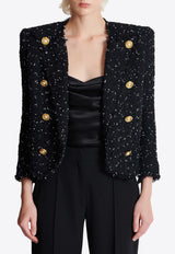 Balmain Polka-Dot Tweed Jacket Black EF0SC226XL06_BLACK