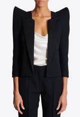 Balmain Structured Shoulders Cropped Blazer Black EF0SC260ME54_BLACK