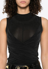 Balmain Draped Twisted Sleeveless Top Black EF1AG620JJ77_BLACK
