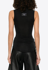 Balmain Draped Twisted Sleeveless Top Black EF1AG620JJ77_BLACK