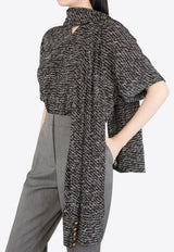 Balmain Love Letter Wrap Blouse Black EF1AM015SE64_BLACK WHIT