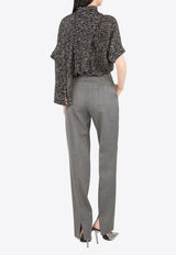 Balmain Love Letter Wrap Blouse Black EF1AM015SE64_BLACK WHIT