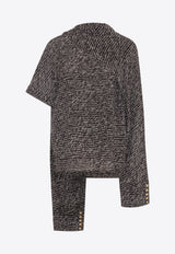 Balmain Love Letter Wrap Blouse Black EF1AM015SE64_BLACK WHIT