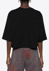 Balmain Signature Logo Cropped T-shirt Black EF1EE125PC70_BLACK WHIT