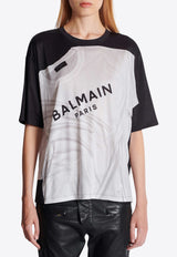 Balmain Optical Illusion Print T-shirt Black EF1EG110GE37_BLACK WHIT