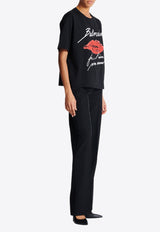 Balmain Kiss Print Logo T-shirt Black EF1EG110GE45_BLACK MULT