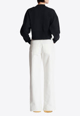 Balmain Logo Print Cropped Sweatshirt Black EF1JQ002BB02_BLACK WHIT