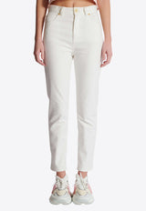 Balmain Cropped Slim Jeans White EF1MG009DB69_WHITE