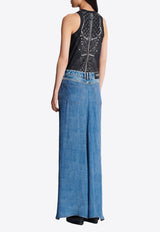 Balmain Straight Jeans with Draped Midi Skirt Denim EF1MI045DF24_DENIM