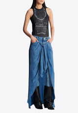 Balmain Straight Jeans with Draped Midi Skirt Denim EF1MI045DF24_DENIM