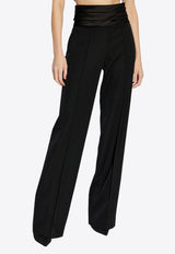 Balmain Wool Tailored Pants with Satin Waistband Black EF1PO161ME54_BLACK