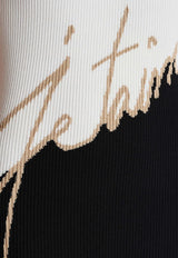Balmain Love Letter Jacquard Knit Midi Dress Black EF1RO135KI12_BLACK WHIT