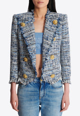 Balmain Cropped Tweed Edge-to-Edge Jacket Blue EF1SC240CF77_DENIM