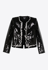 Balmain Love Letter Sequined Jacket Black EF1SK740PC70_BLACK