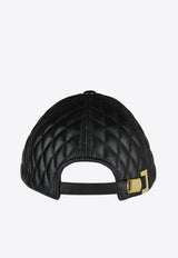 Balmain Quilted Leather Baseball Cap Black EF1XA330LD88_BLACK
