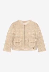 Elie Saab Kids Girls Macramé Lace Jacket Beige EFGC015_BEIGE