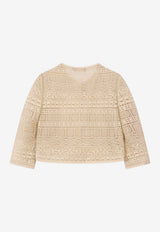 Elie Saab Kids Girls Macramé Lace Jacket Beige EFGC015_BEIGE