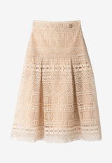 Elie Saab Kids Girls Macramé Flared Skirt Beige EFGO037 MX_BEIGE