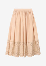 Elie Saab Kids Girls Flared Pleated Skirt Beige EFGO040 MX_BEIGE