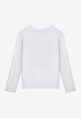 Elie Saab Kids Girls Flower Lace Applique Long-Sleeved T-shirt White EFTS017_WHITE
